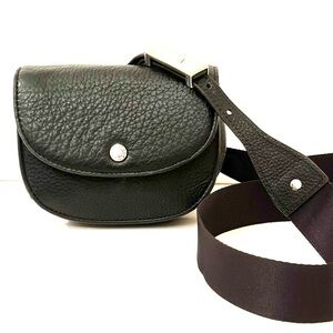 Black Pebbled Leather Crossbody Bag – Isaac Mizrahi IMNYC